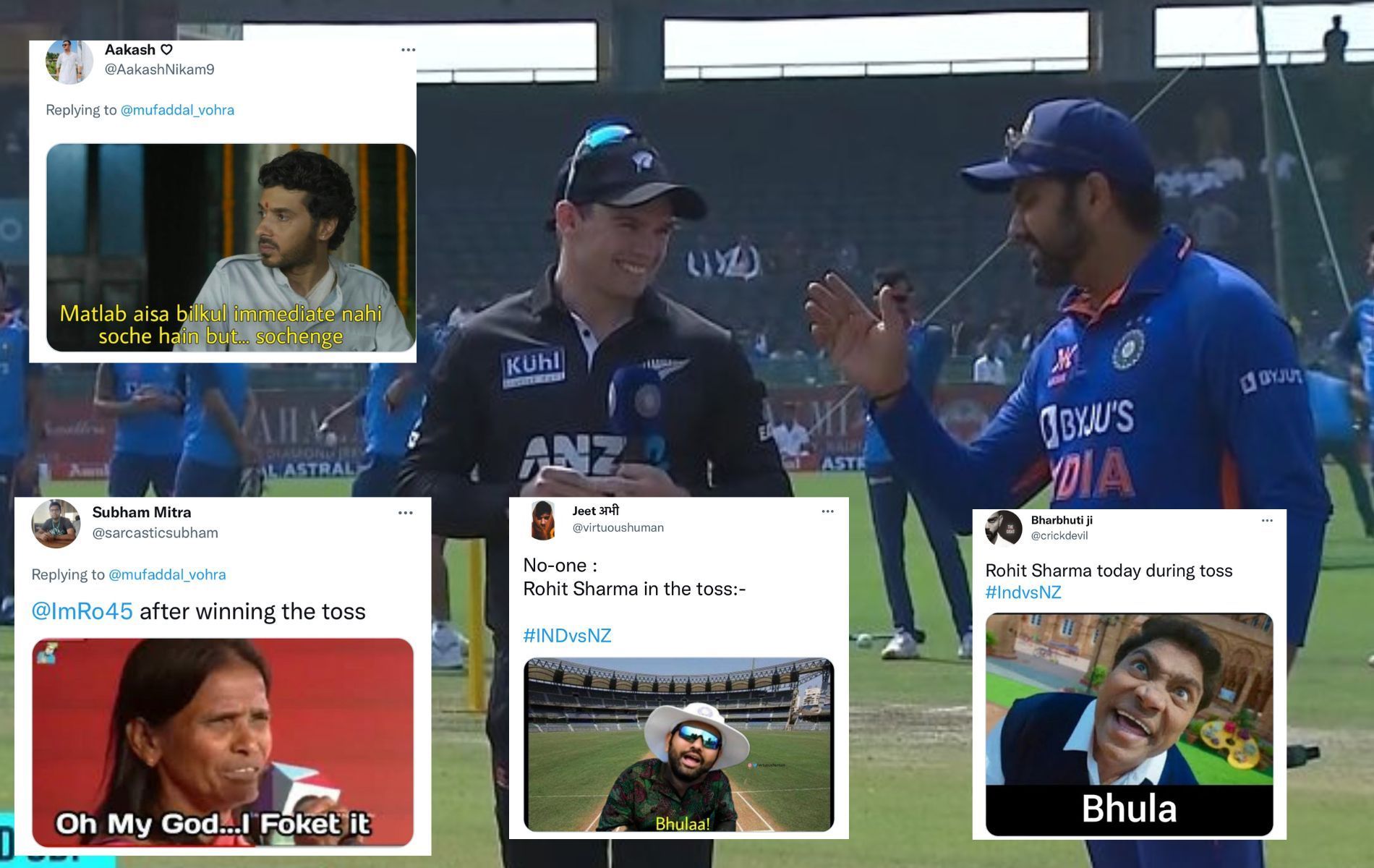 Rohit Sharma (R) at the toss. (Pics: Twitter)