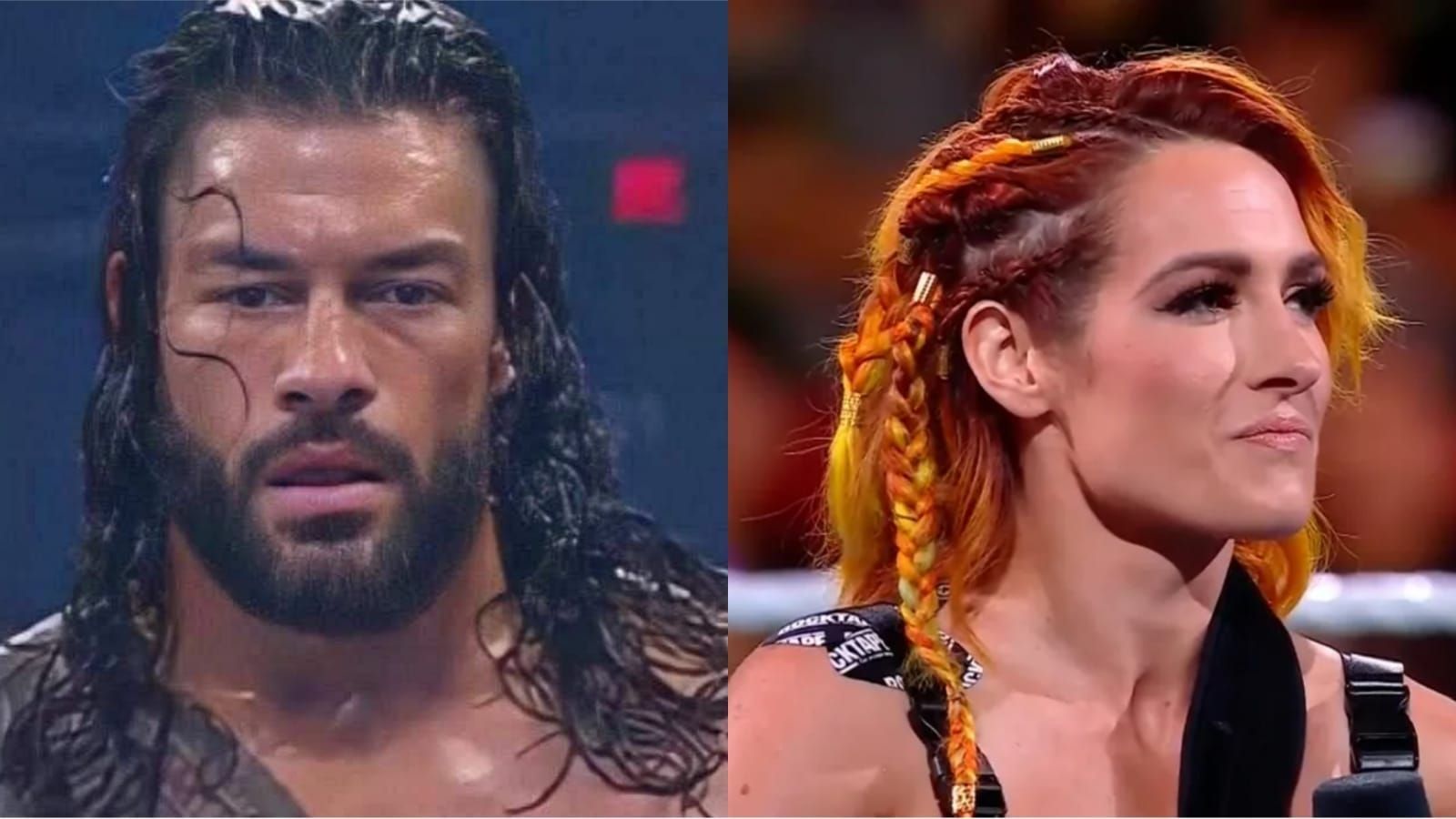 Roman Reigns (left); Becky Lynch (right)