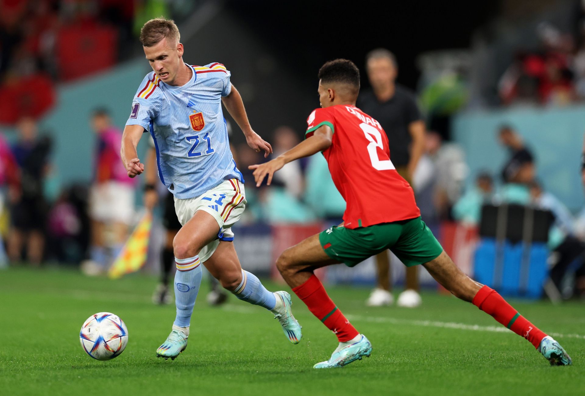 Dani Olmo (left) has admirers at Old Trafford.