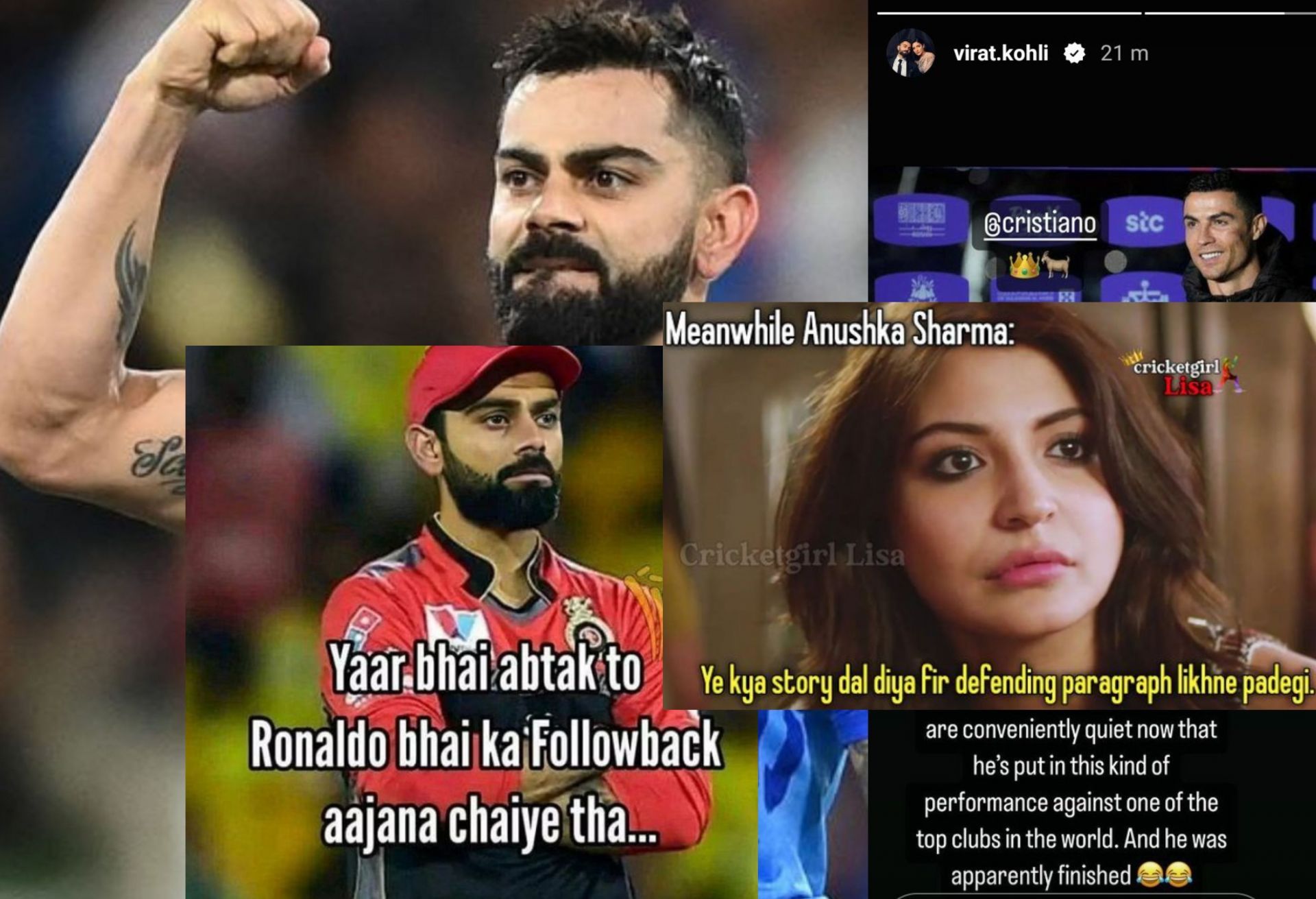 Fans react after observing Virat Kohli Instagram story about Ronaldo.