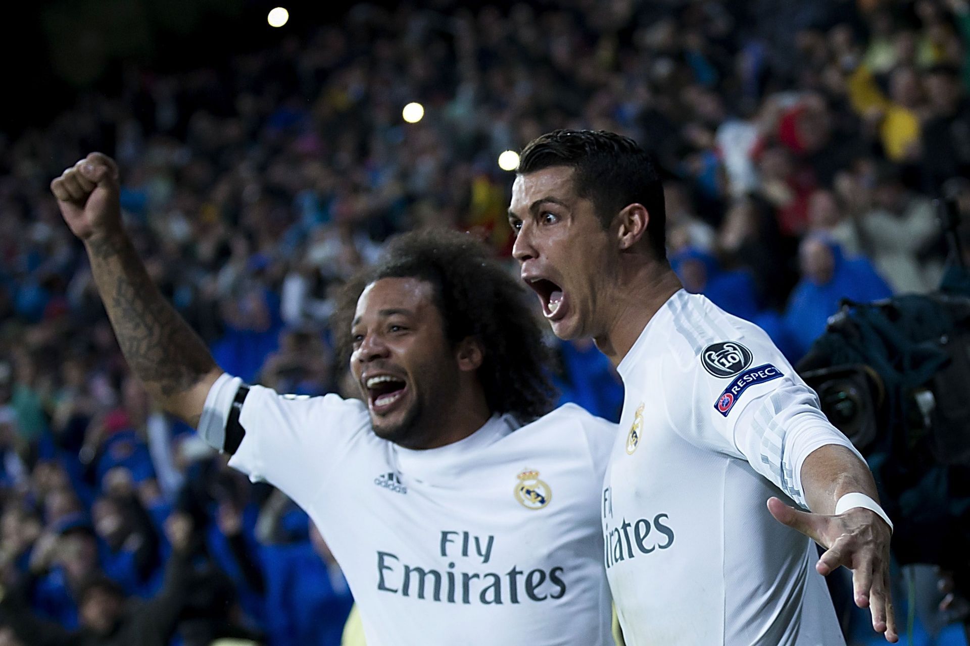 Cristiano Ronaldo and Marcelo - Real Madrid CF v VfL Wolfsburg 