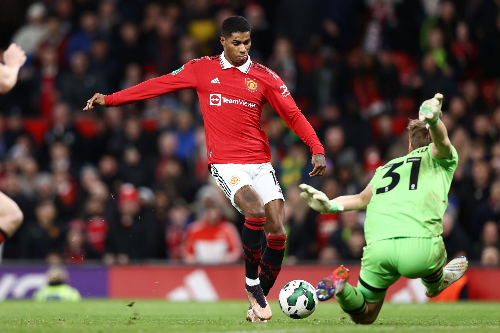 Marcus Rashford in action against Charlton Athletic - Carabao Cup Quarter Final