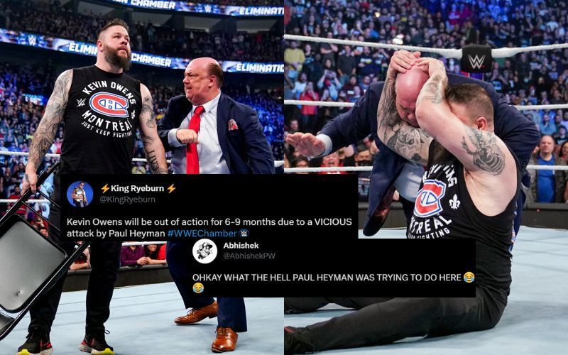 Paul Heyman attacked Kevin Owens at WWE Elimination Chamber 2023