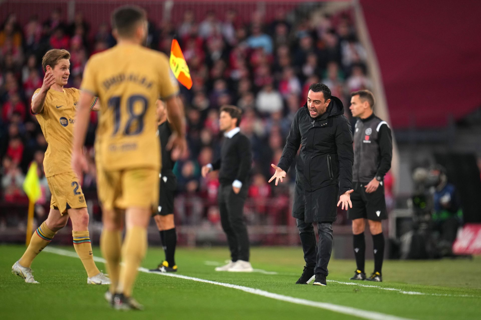 Xavi (right) was frustrated with his team's performance.