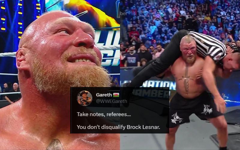 Brock Lesnar destroyed WWE referee at Elimination Chamber 2023