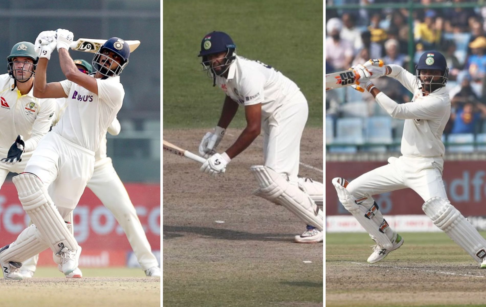 (L to R) Axar Patel, Ravichandran Ashwin and Ravindra Jadeja. (Pics: Getty)