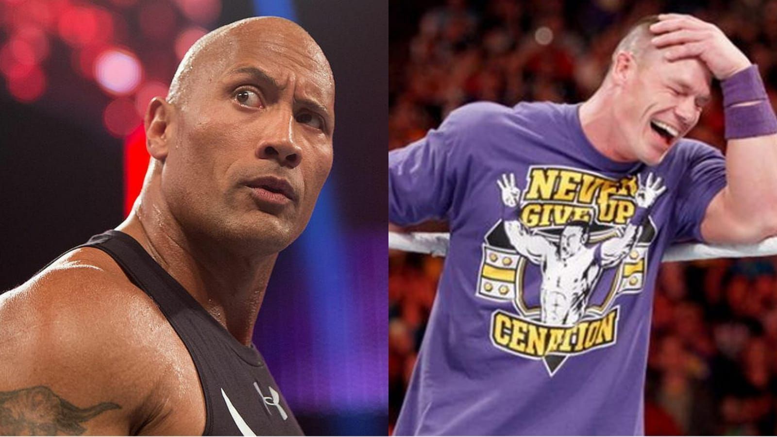 The Rock (left); John Cena (right)