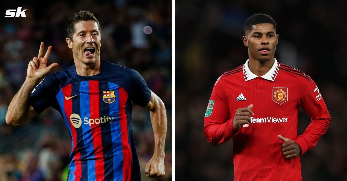 Robert Lewandowski (left) and Marcus Rashford (right)