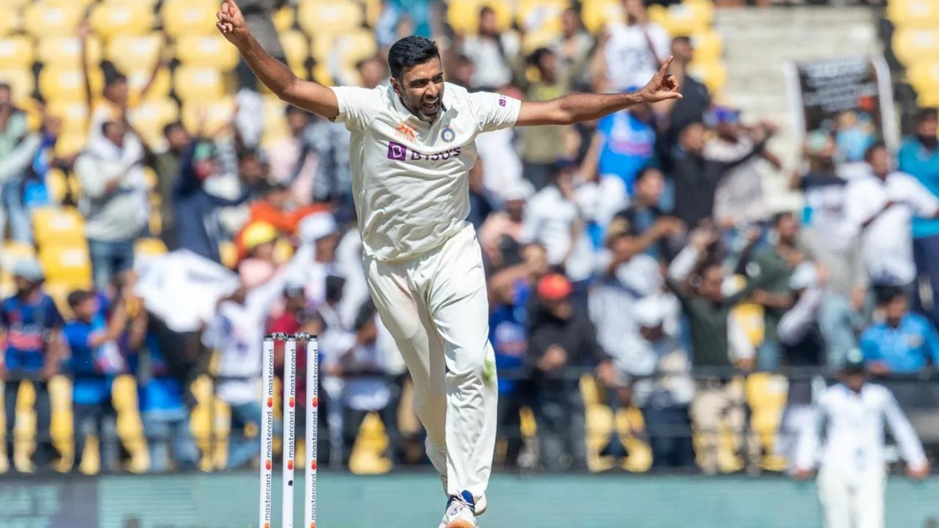 Ravichandran Ashwin crossed 450 wicket-mark in Test cricket in the Nagpur Test. (P.C.:BCCI)