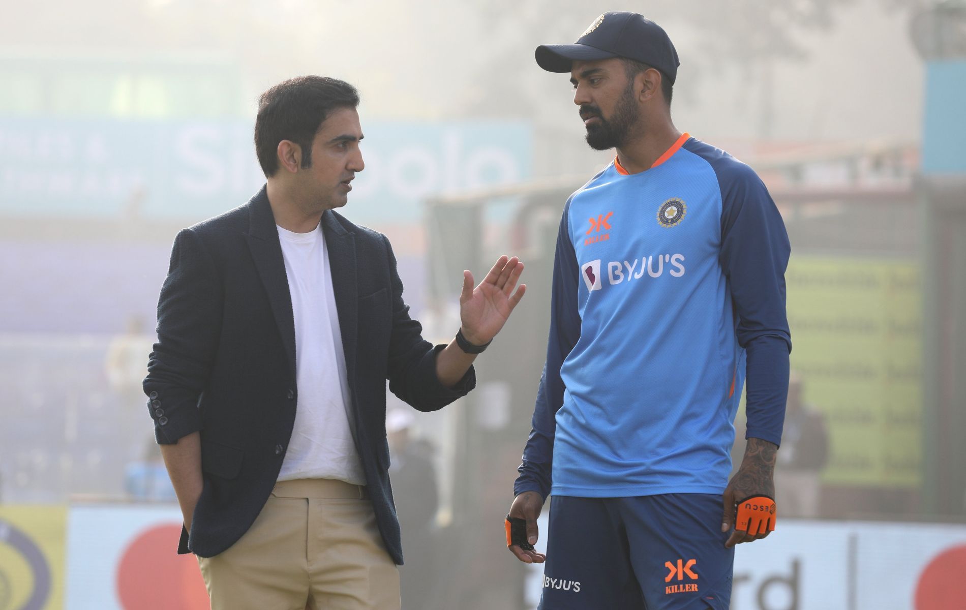 Gautam Gambhir (L) with KL Rahul (R). (Pics: Twitter)