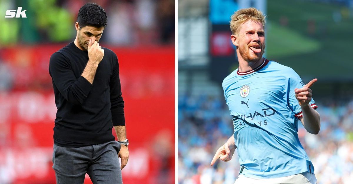 Mikel Arteta (left) and Kevin De Bruyne (right)