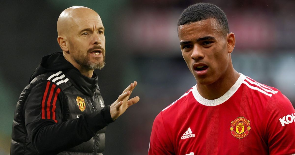 Mason Greenwood speaks to Erik ten Hag.