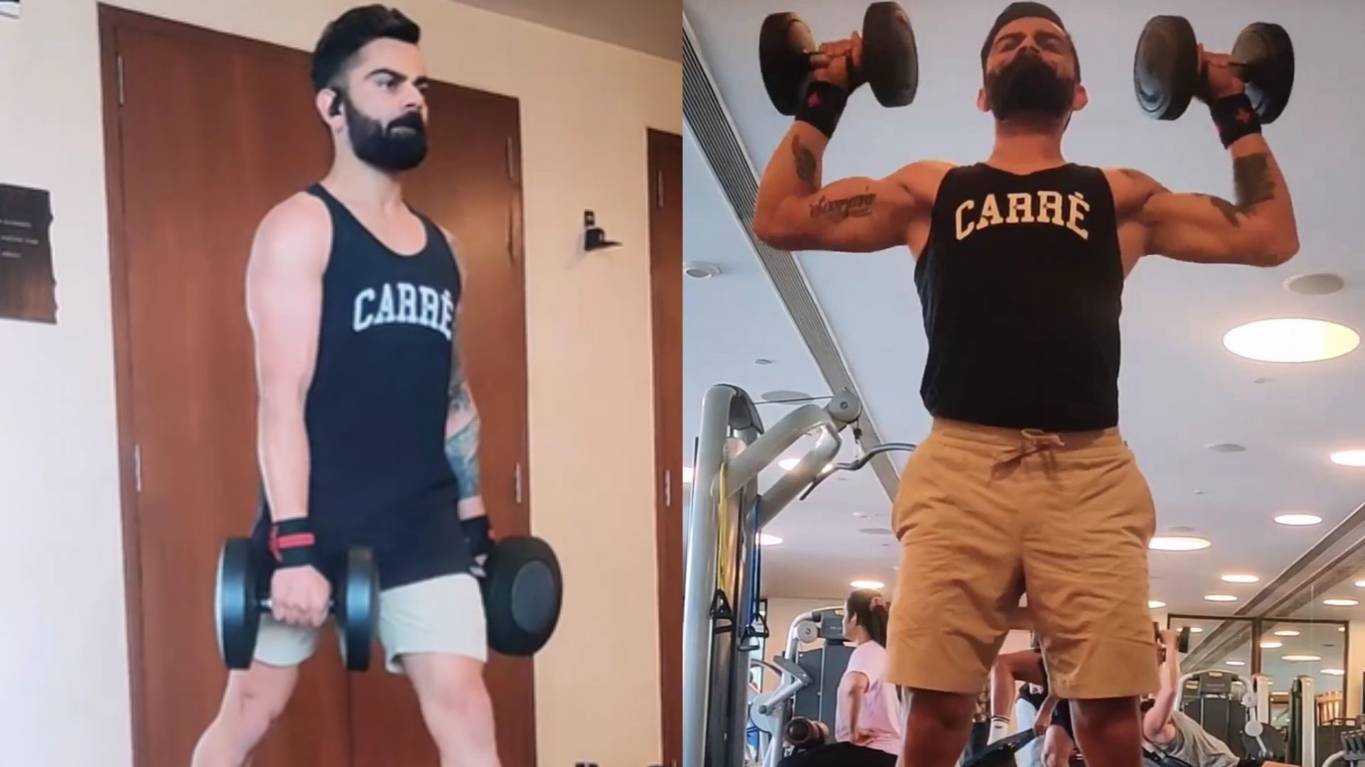 Snippets from the workout video posted by Virat kohli on Instagram