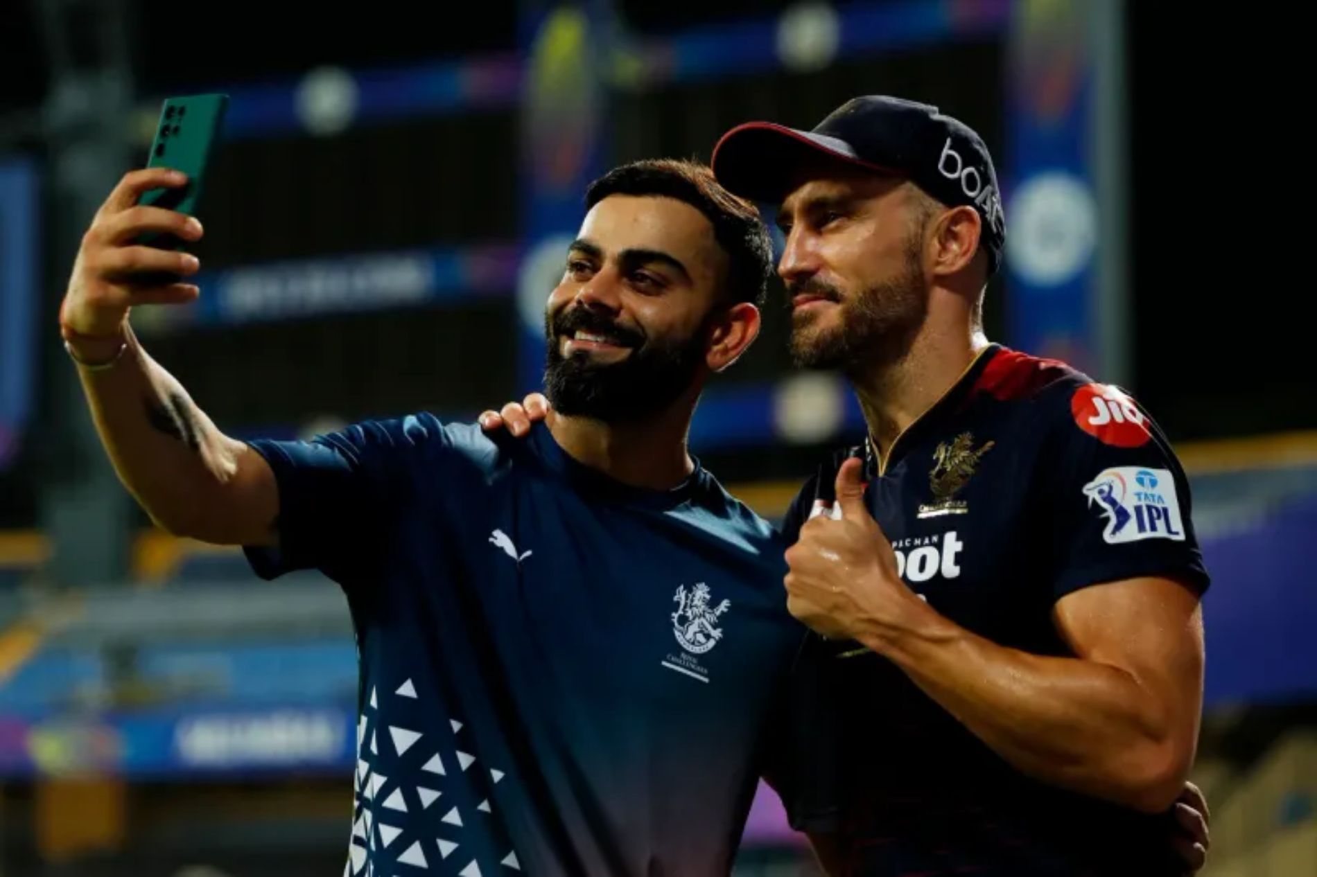 Faf du Plessis (right) with Virat Kohli. Pic: BCCI