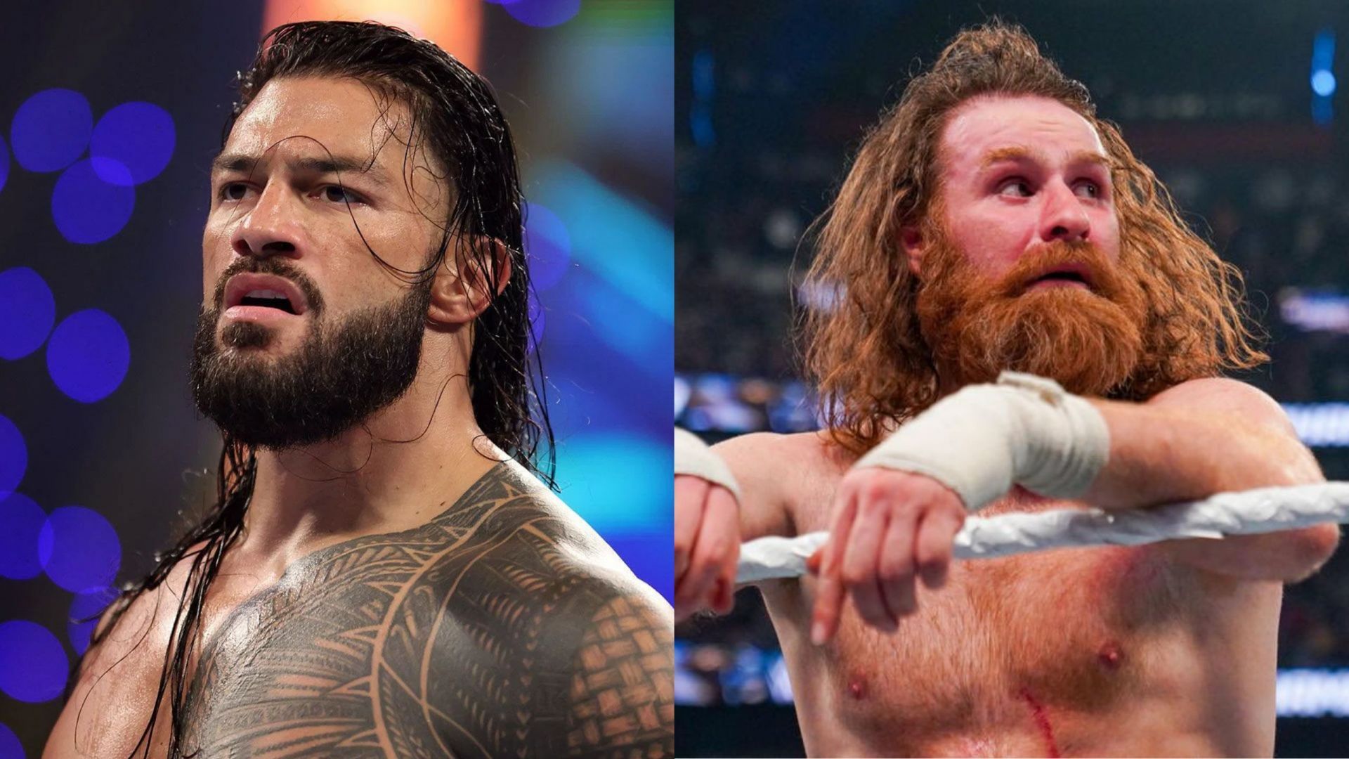 Roman Reigns (left); Sami Zayn (right)