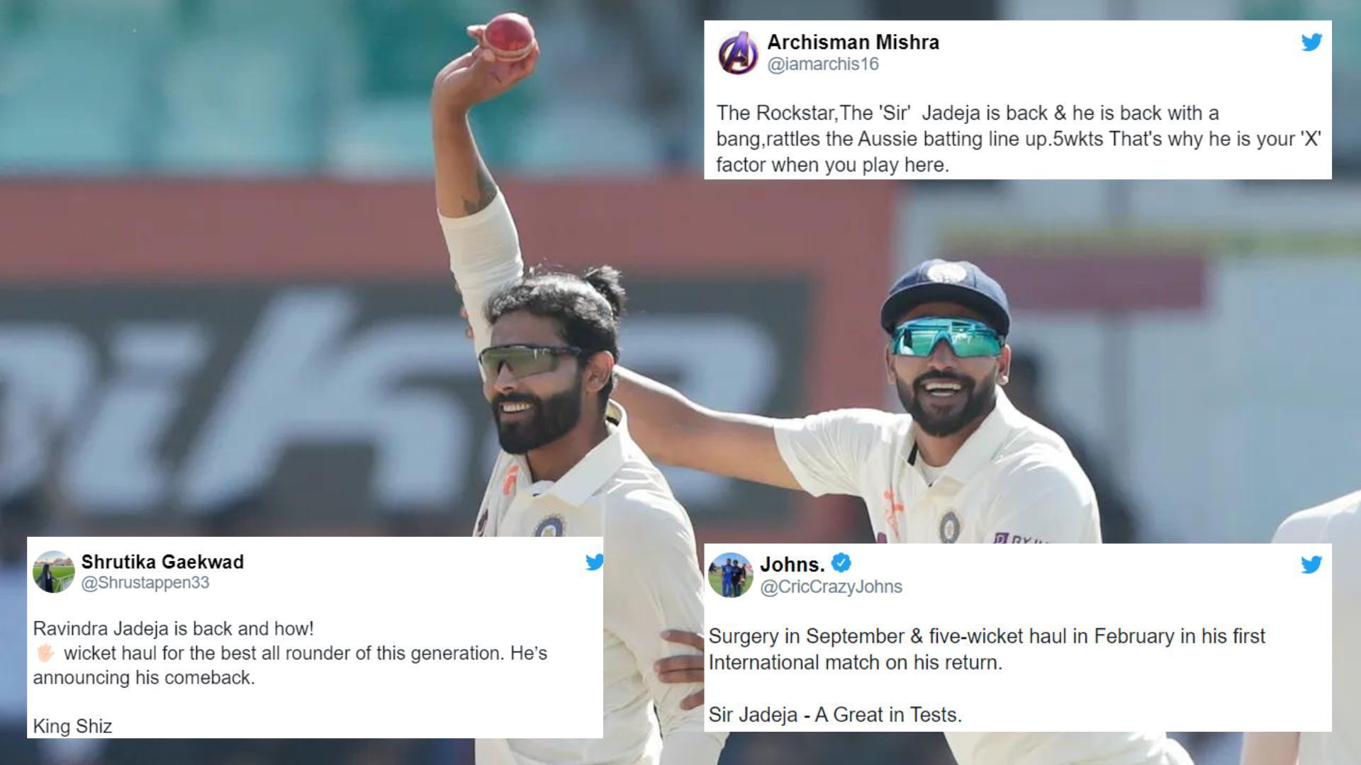 Ravindra Jadeja celebrates after picking up his 11th fifer in Tests. (P.C.:BCCI)