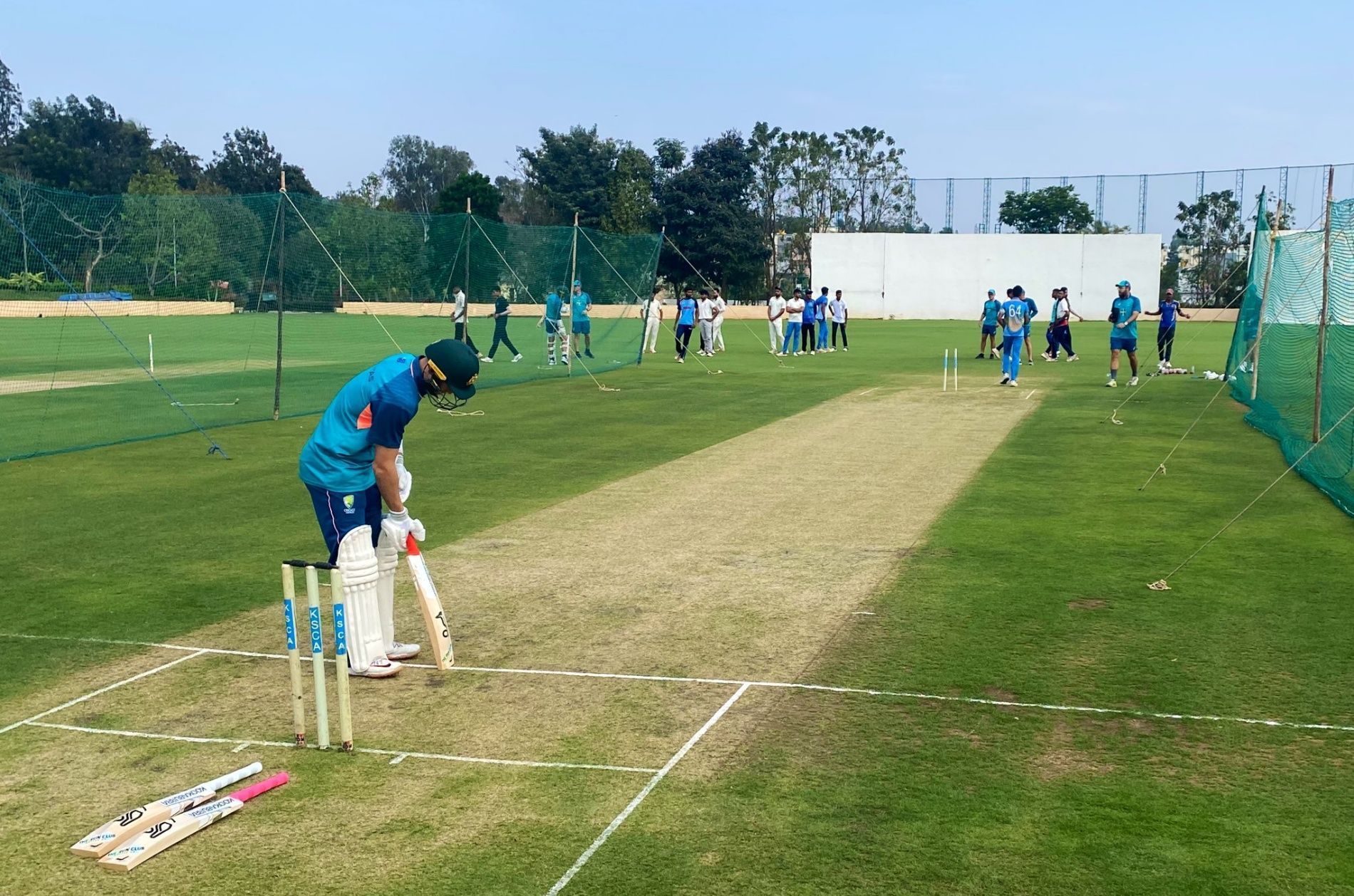 The Aussies had a four-day spin camp in Alur. Pic: Louis Cameron/ Twitter