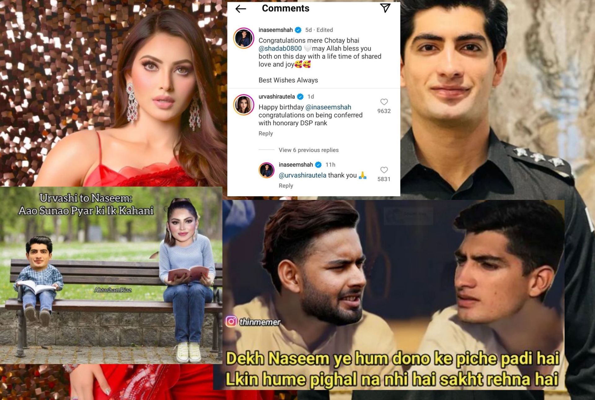 Fans react after Urvashi Rautela and Naseem Shah interact on Instagram. 