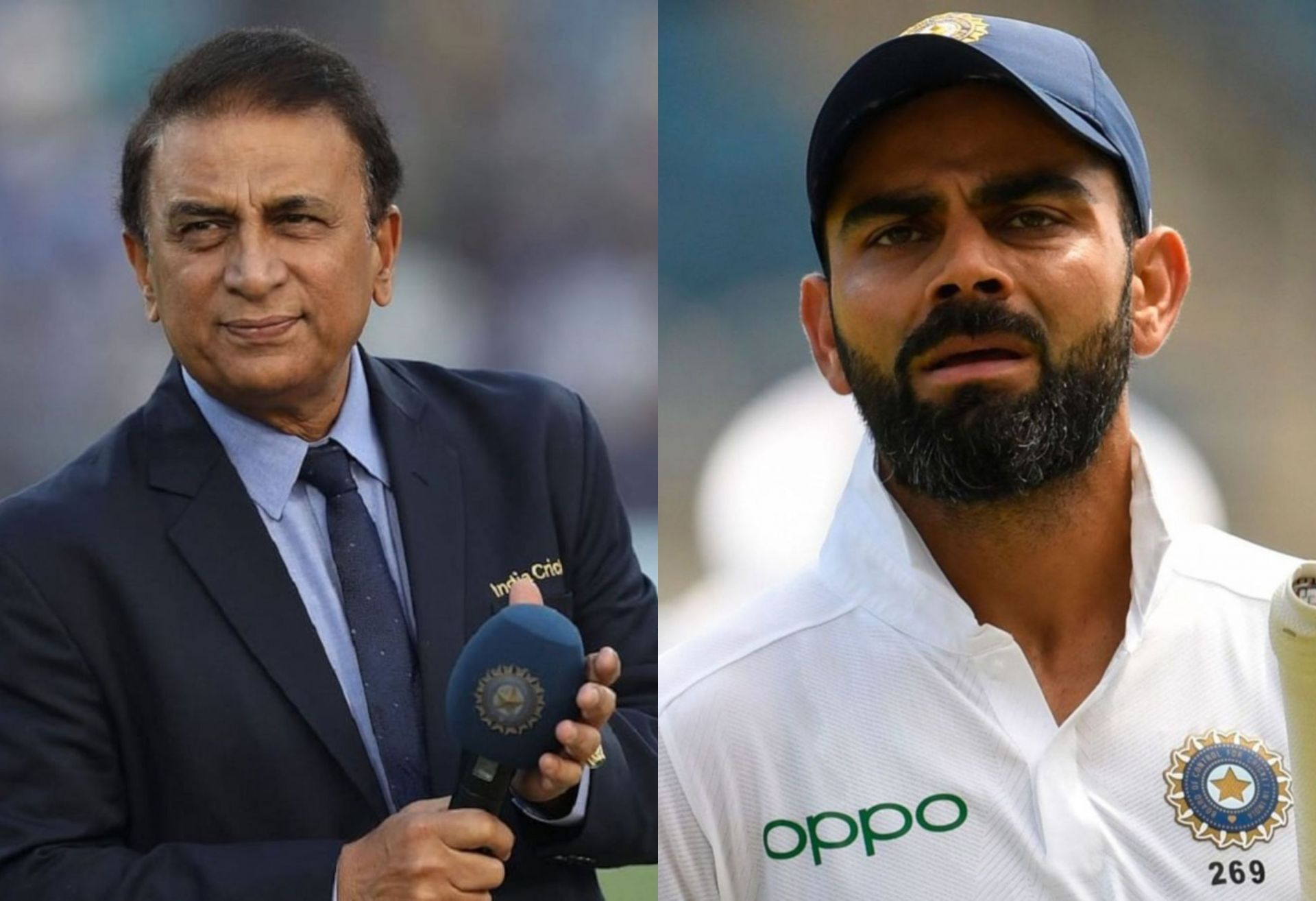 Sunil Gavaskar (l) and Virat Kohli (r)