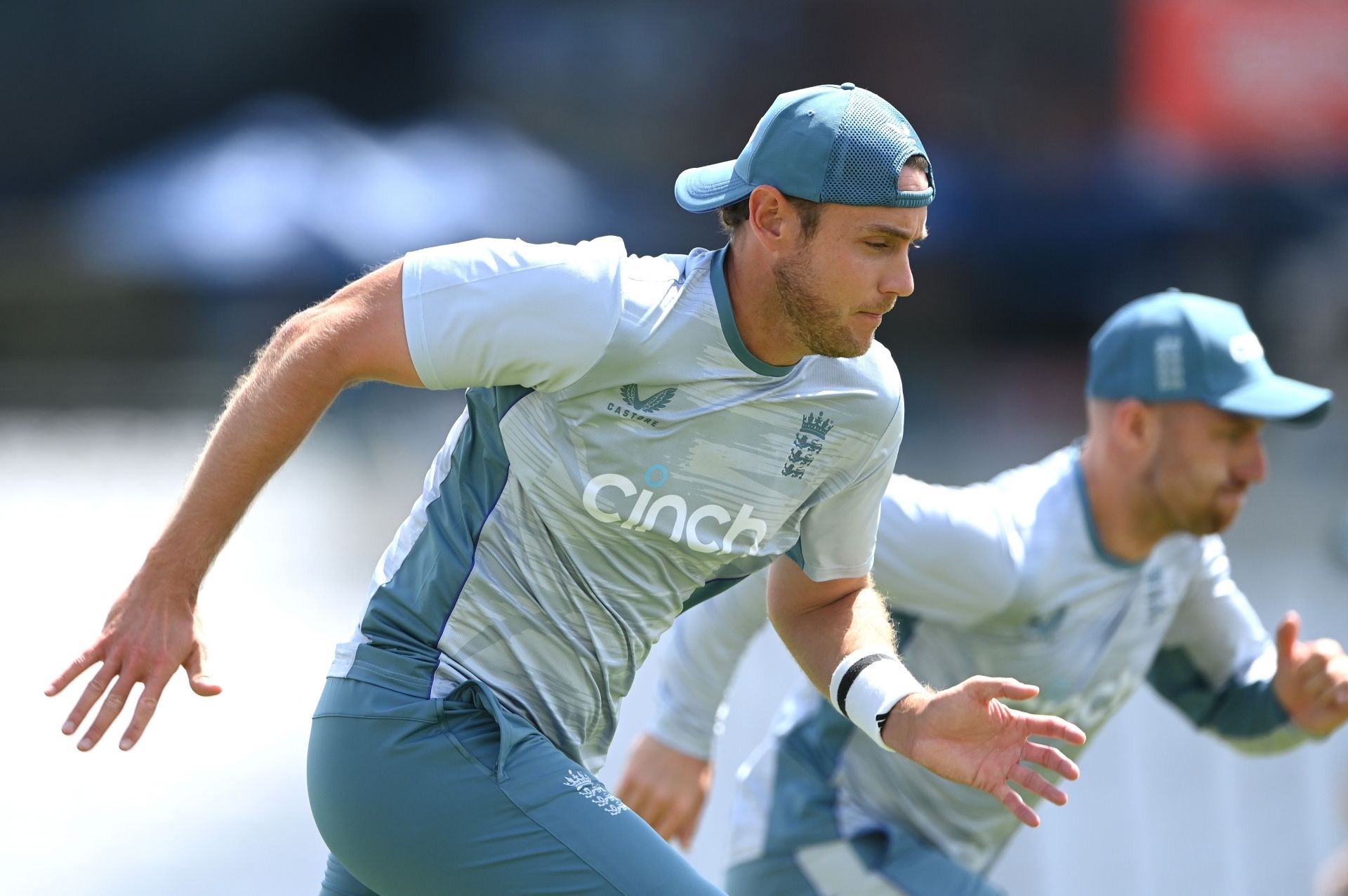 Stuart Broad warming up. (Credits: Getty)