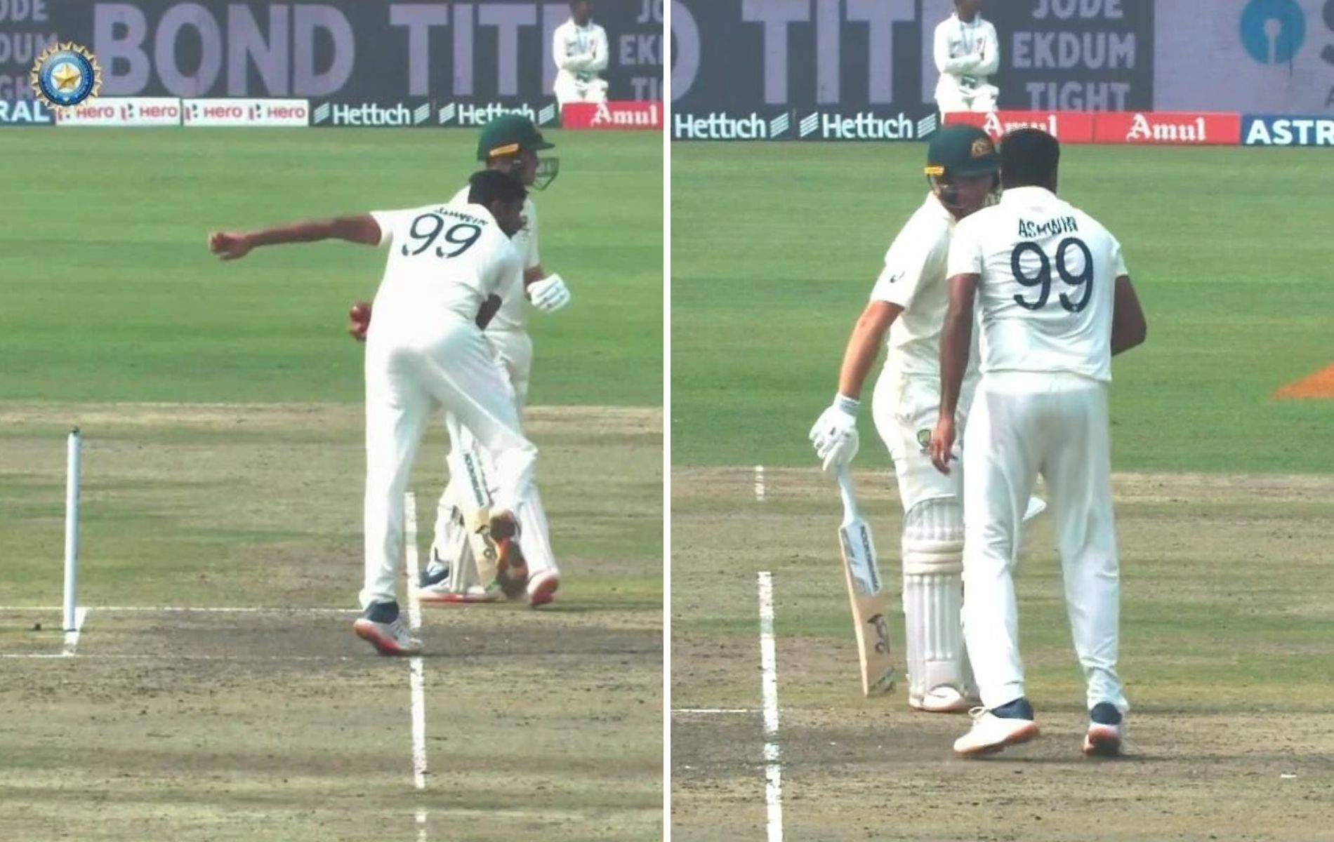 Ravichandran Ashwin stopping in his delivery stride. (Pics: Twitter)