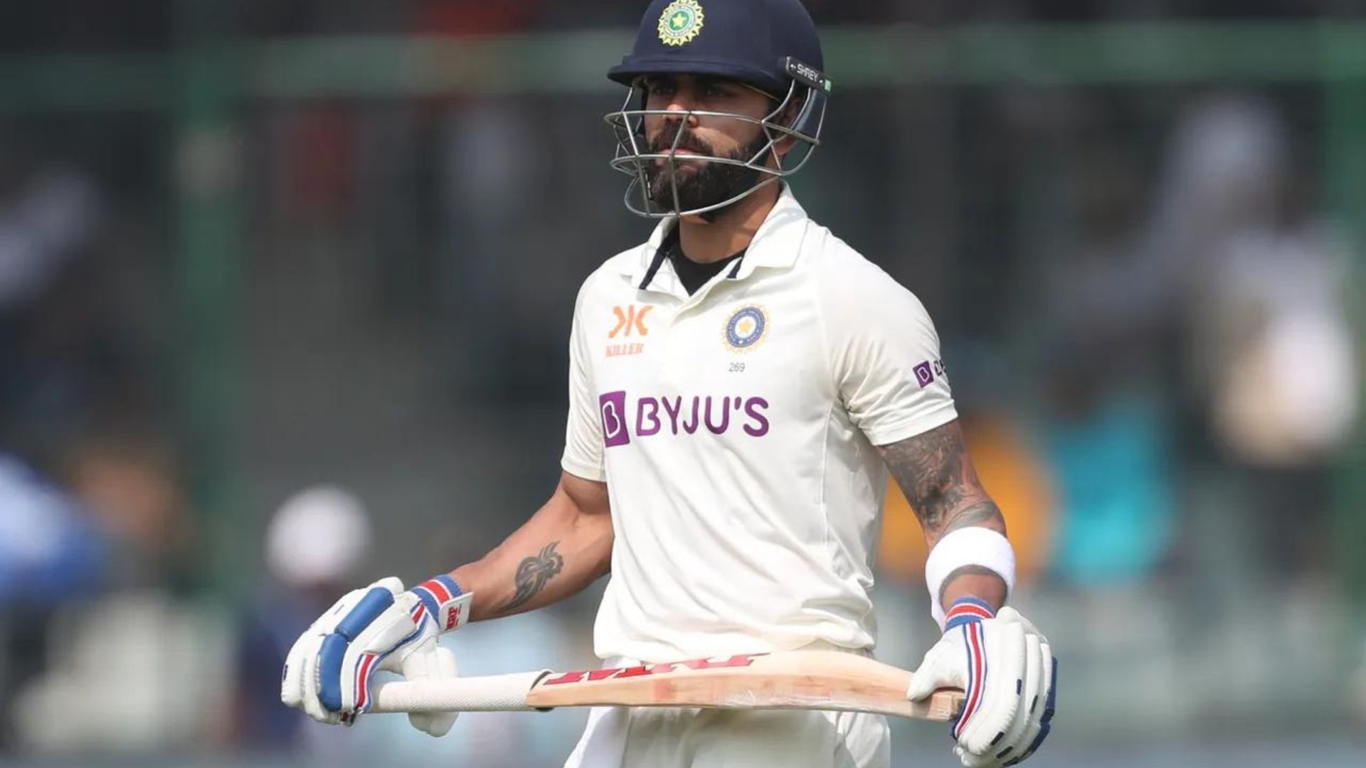 Virat Kohli was a bit baffled after he was adjudged LBW despite taking a review (P.C.:BCCI)