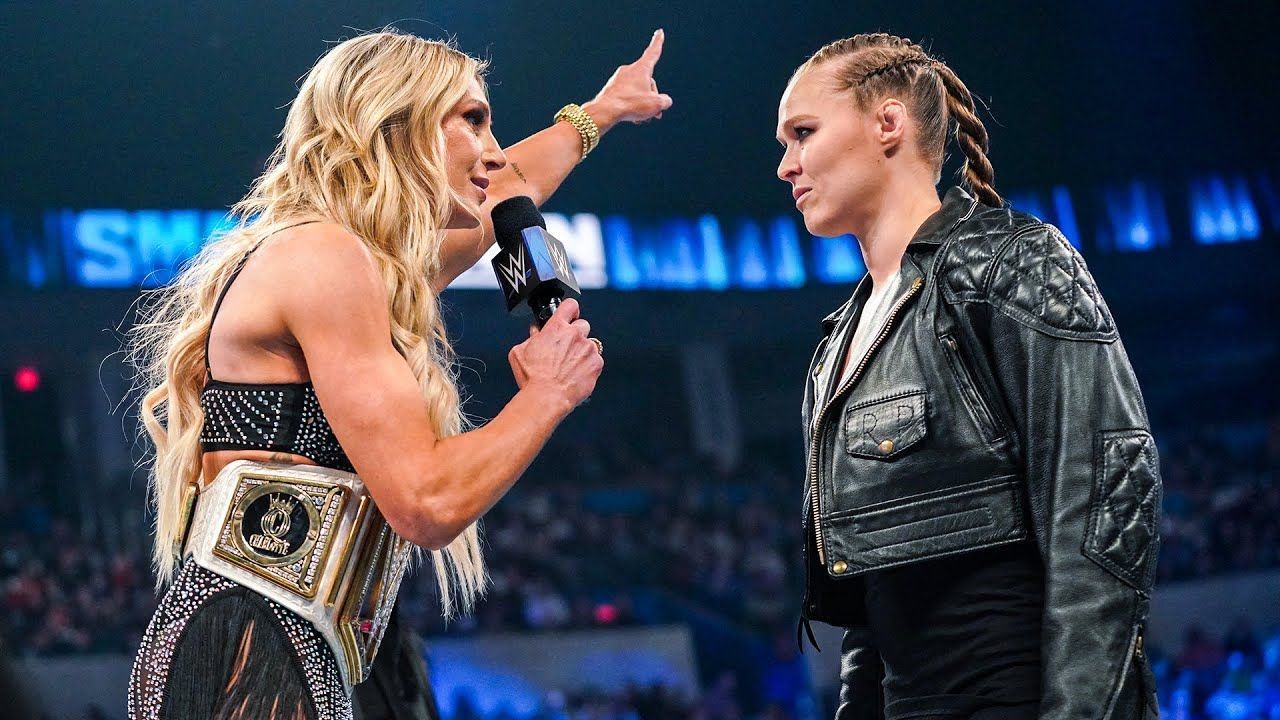 Charlotte Flair (left) and Ronda Rousey (right)