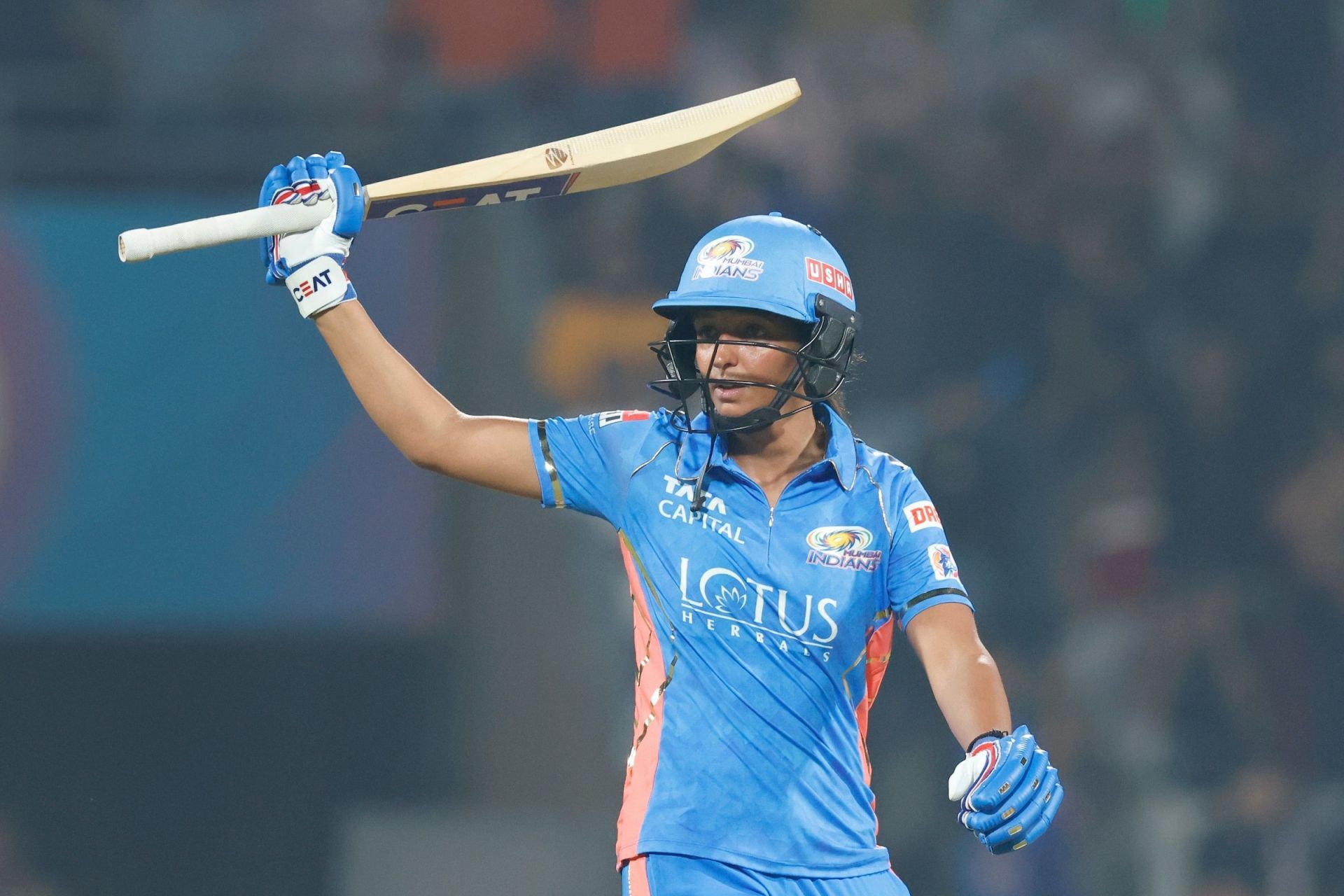 Harmanpreet Kaur starred with the bat in Mumbai Indians&#039; win against the Gujarat Giants. [P/C: WPL/Twitter]