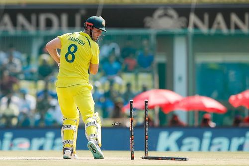 Mitchell Marsh fell three short of a half-century. [P/C: BCCI]