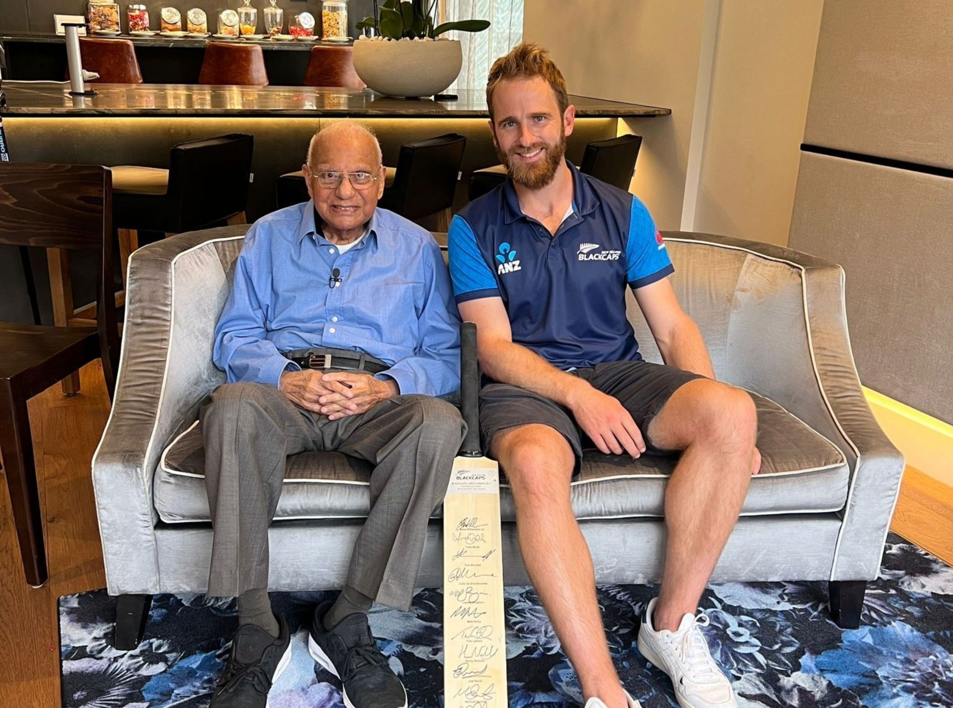 Kane Williamson with his fan. 