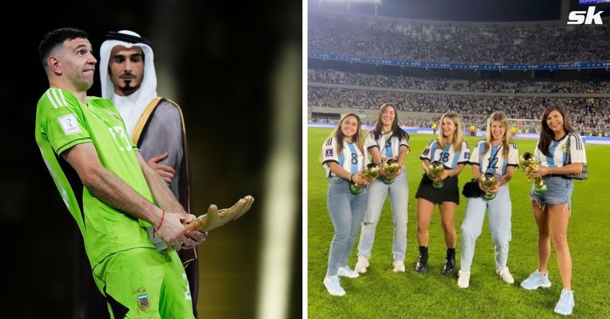 Emiliano Martinez&rsquo;s wife and partners of other Argentina stars pretend to have p***s as they recreate infamous World Cup celebration