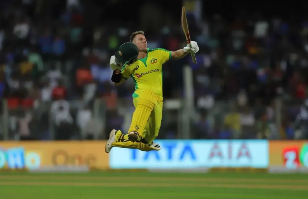 David Warner celebrating his century against India [BCCI]