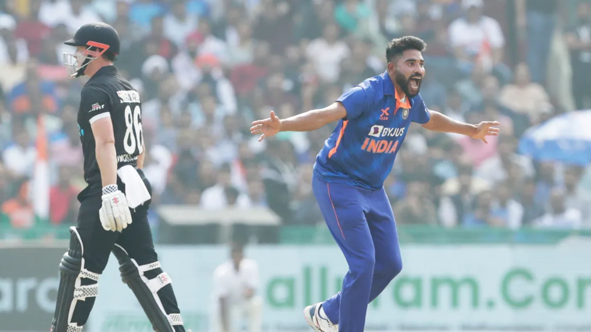 On numerous occasions in just the 3-match ODI series against NZ, Siraj was brought back into the attack to pick up wickets and did just that. (Image Courtesy: bcci.tv)