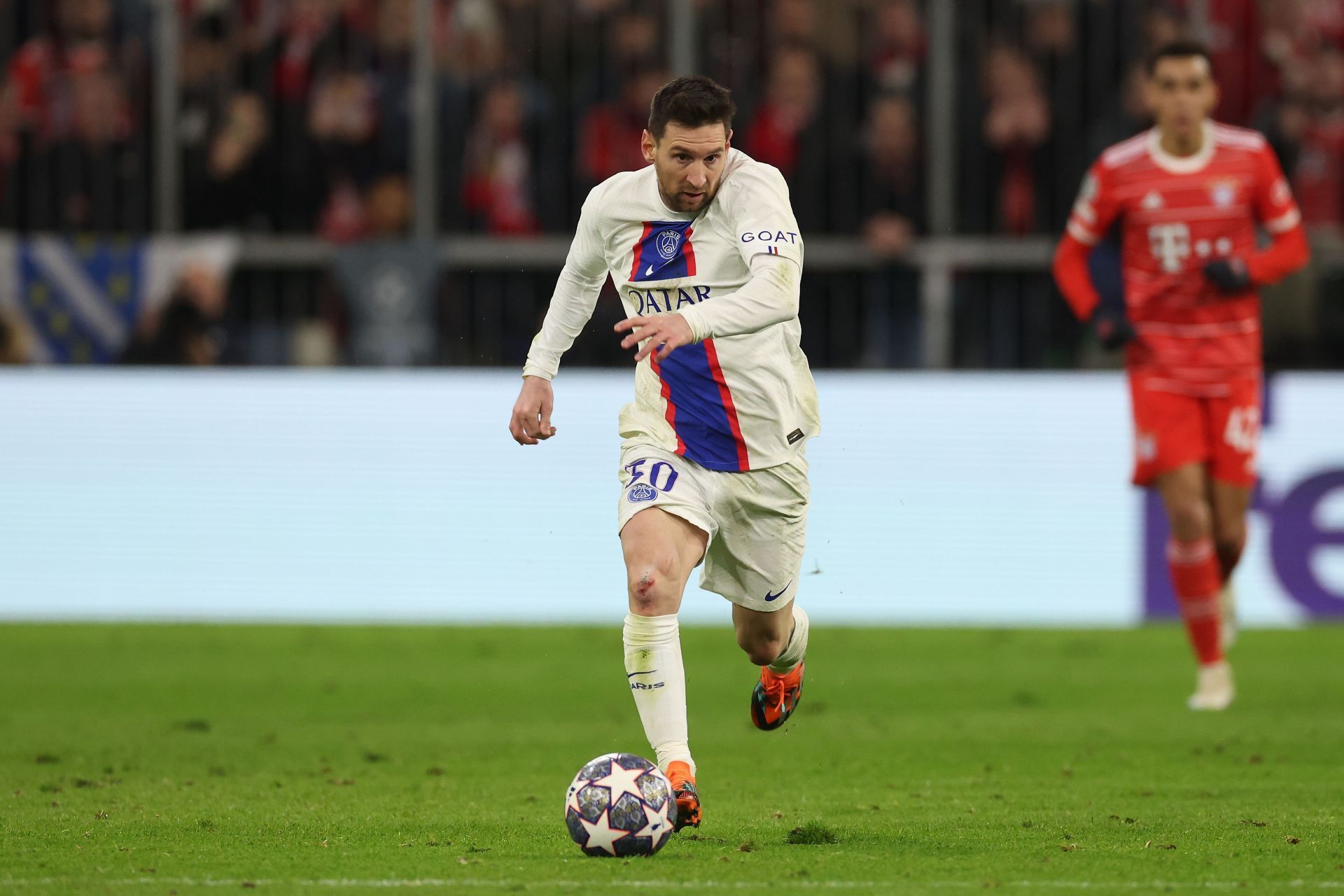 Messi in action against Bayern Munich.