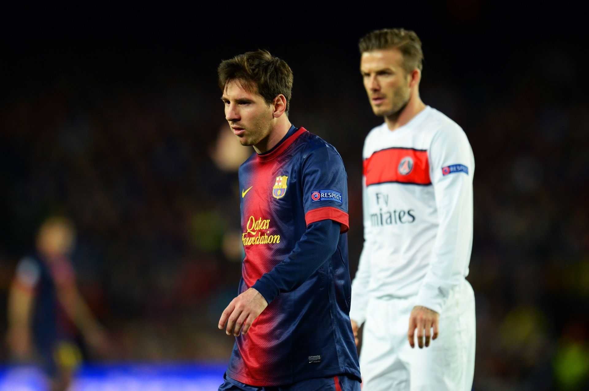 David Beckham (right) sets sights on Lionel Messi (right)
