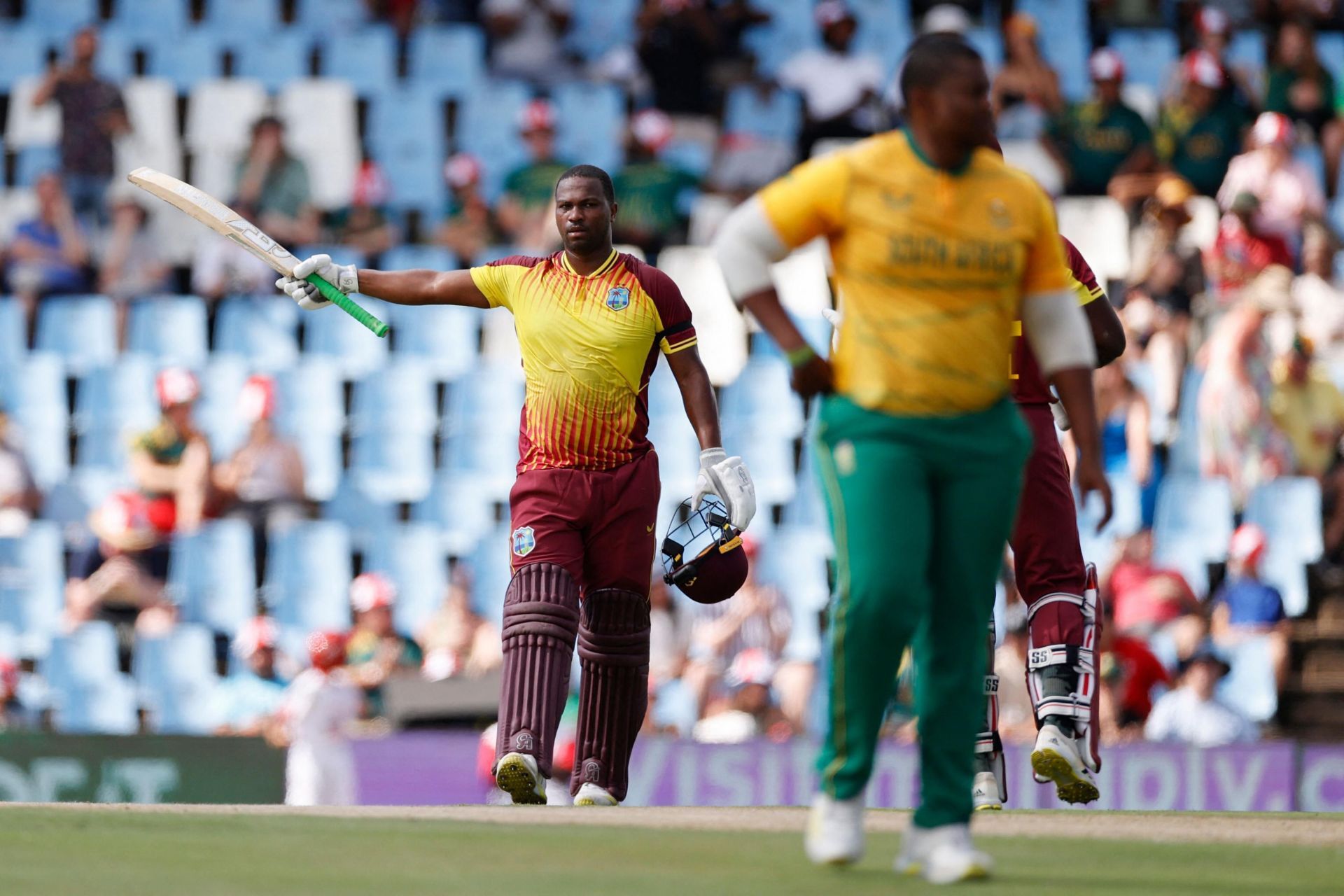 Johnson Charles raises his bat. (Image Credits: Twitter)