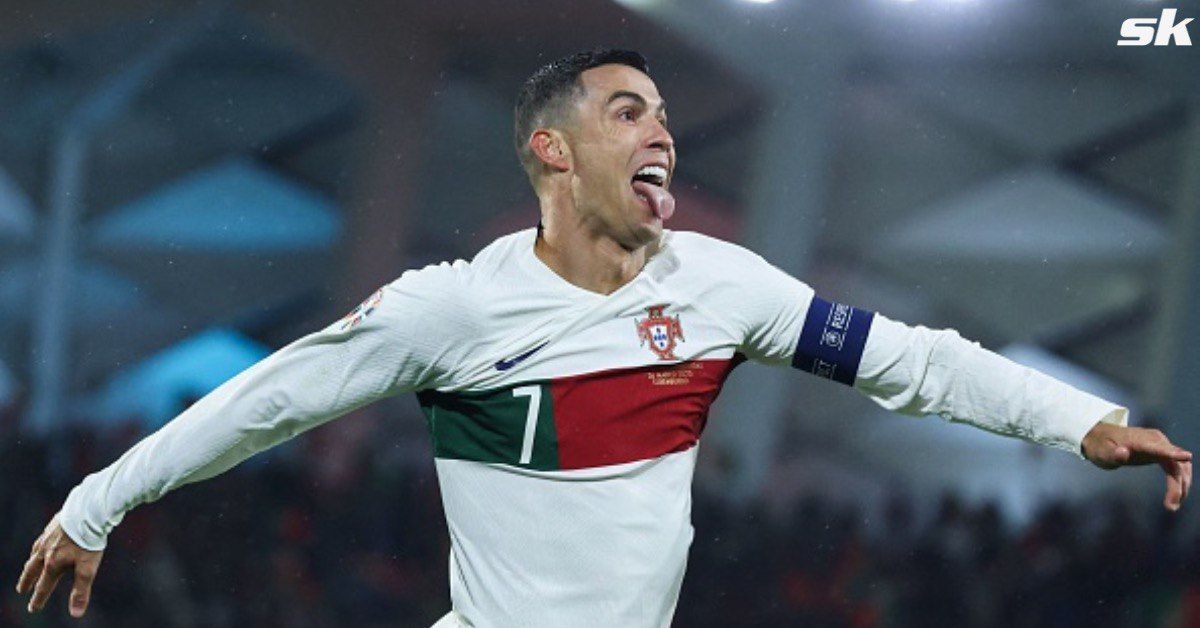 Cristiano Ronaldo celebrates after scoring for Portugal