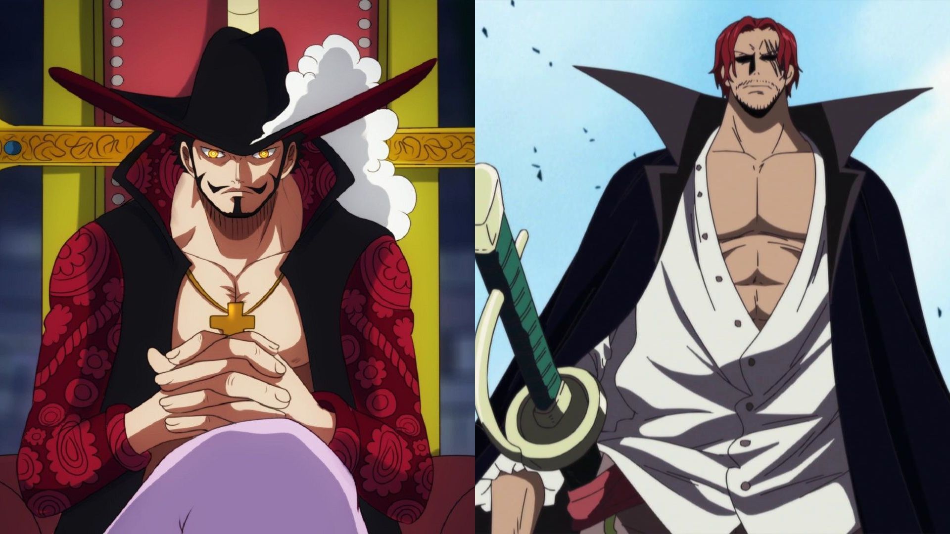 Eiichiro Oda kept Mihawk and Shanks for the endgame of the series (Image via Toei Animation, One Piece)
