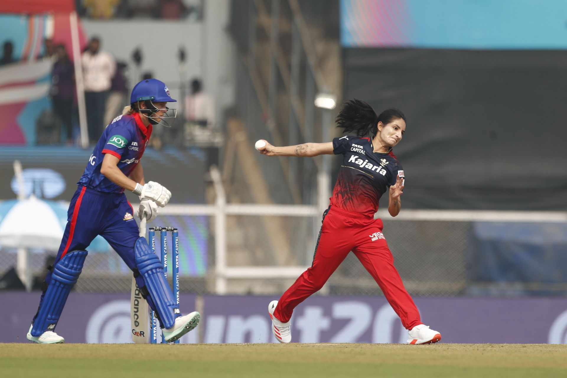 Renuka Singh bowling against Delhi. Pic: Getty Images