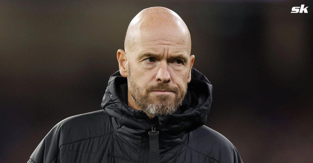 Manchester United manager Erik ten Hag looking on