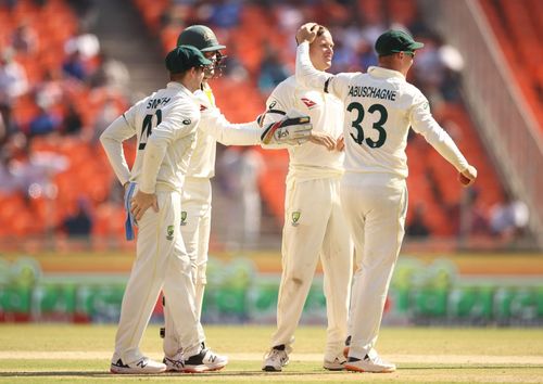 Matthew Kuhnemann celebrates a wicket. (Credits: Getty)