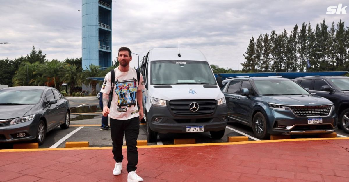 Lionel Messi arrives for friendly fixtures with Argentina.