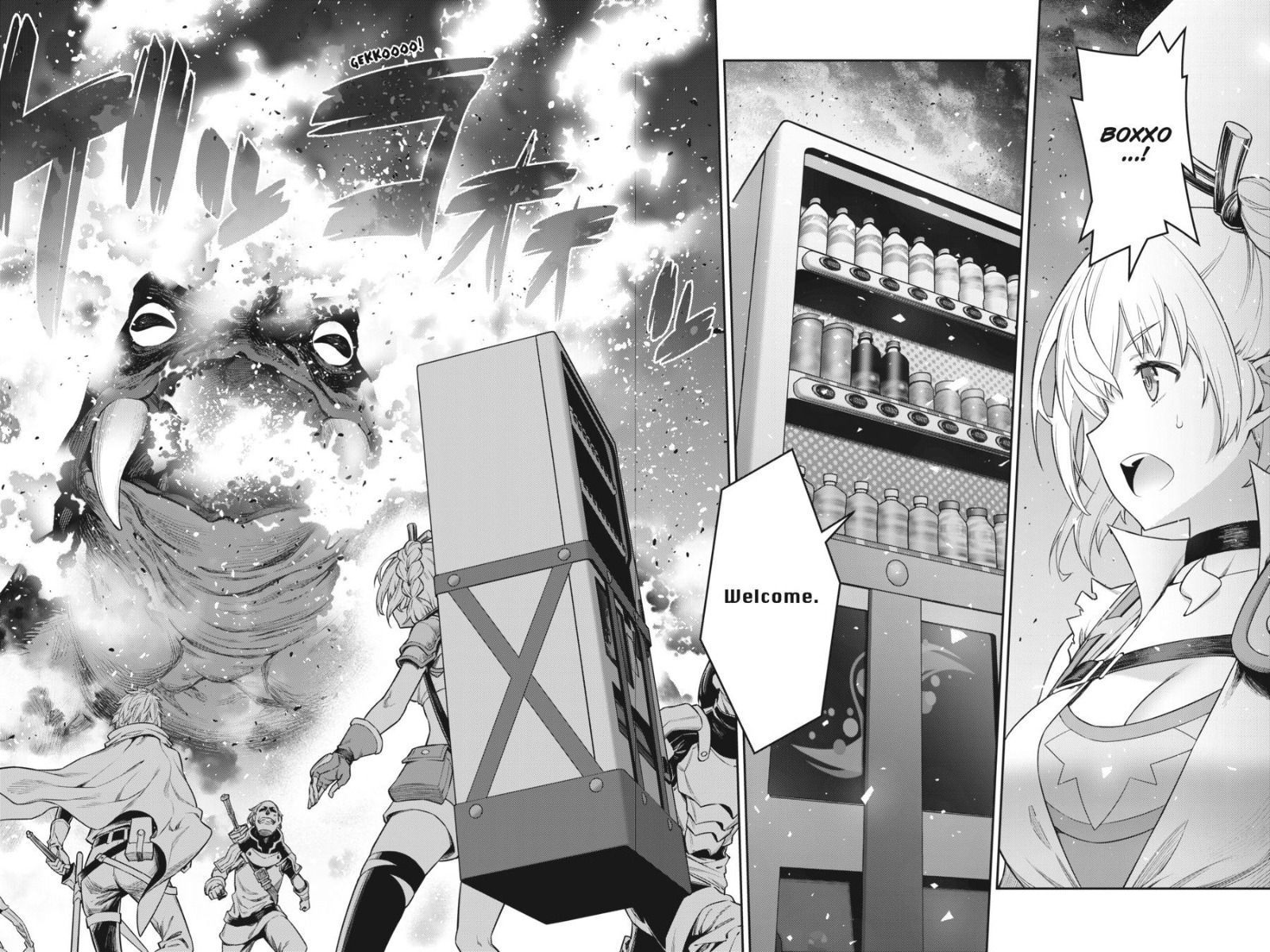 Manga panel of Reborn as a Vending Machine, I Now Wander the Dungeon. (Image via Dengeki Daioh)