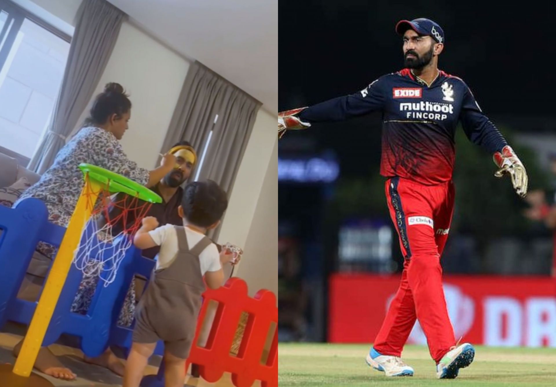 Dinesh Karthik with his family members at home. 