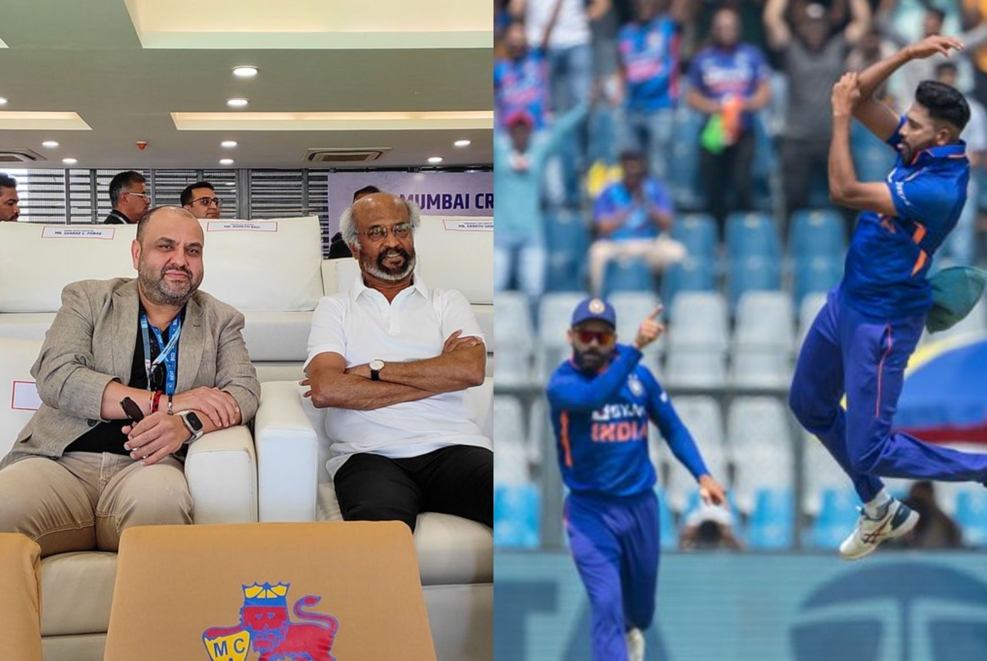 Superstar Rajinikanth at the Wankhede Stadium watching India vs Australia ODI. 