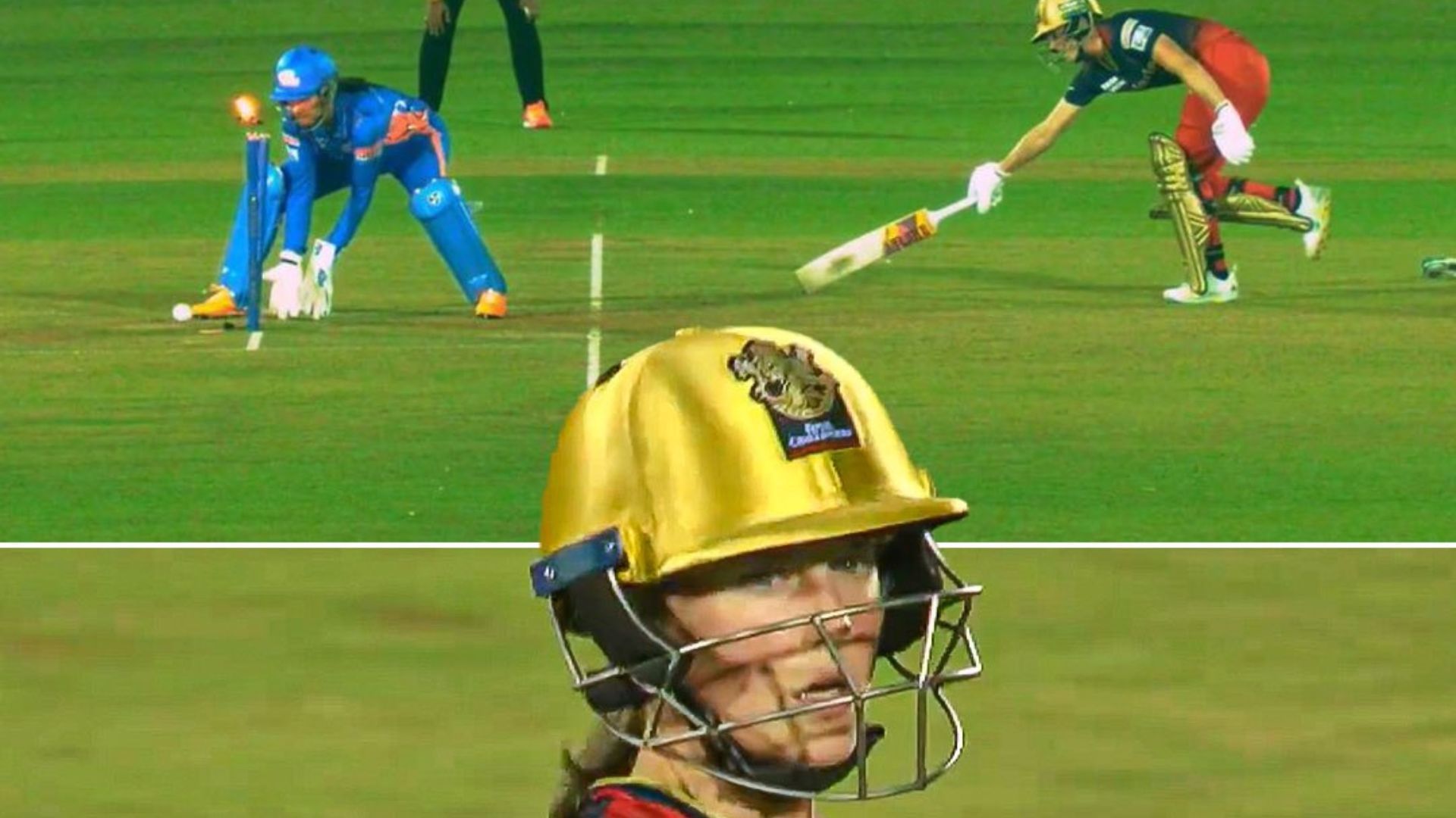 Ellyse Perry was distraught after being run-out through a direct hit 