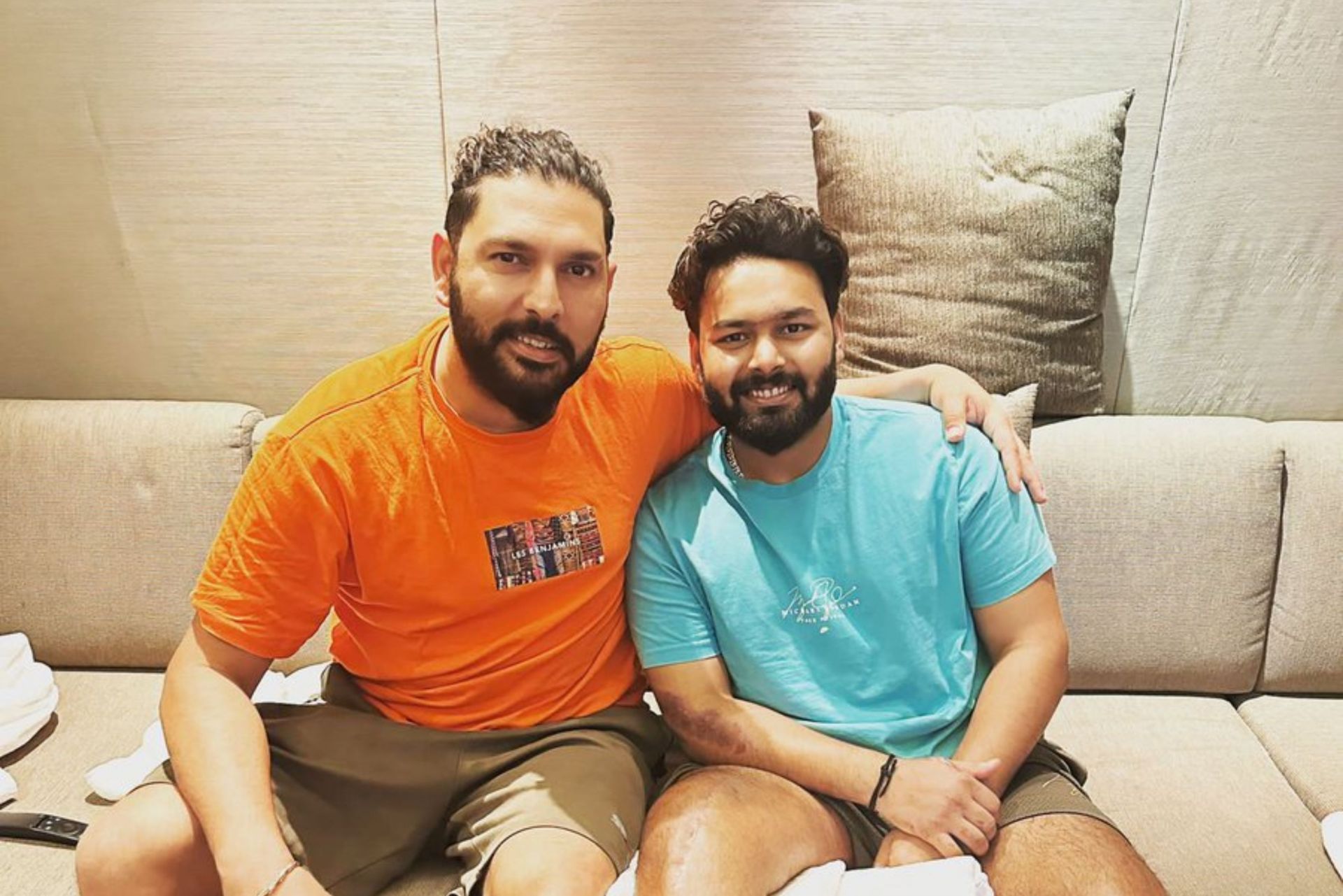 Yuvraj Singh with Rishabh Pant. 