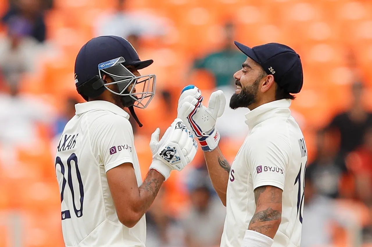 Virat Kohli strung together a crucial 162-run sixth-wicket partnership with Axar Patel. [P/C: BCCI]
