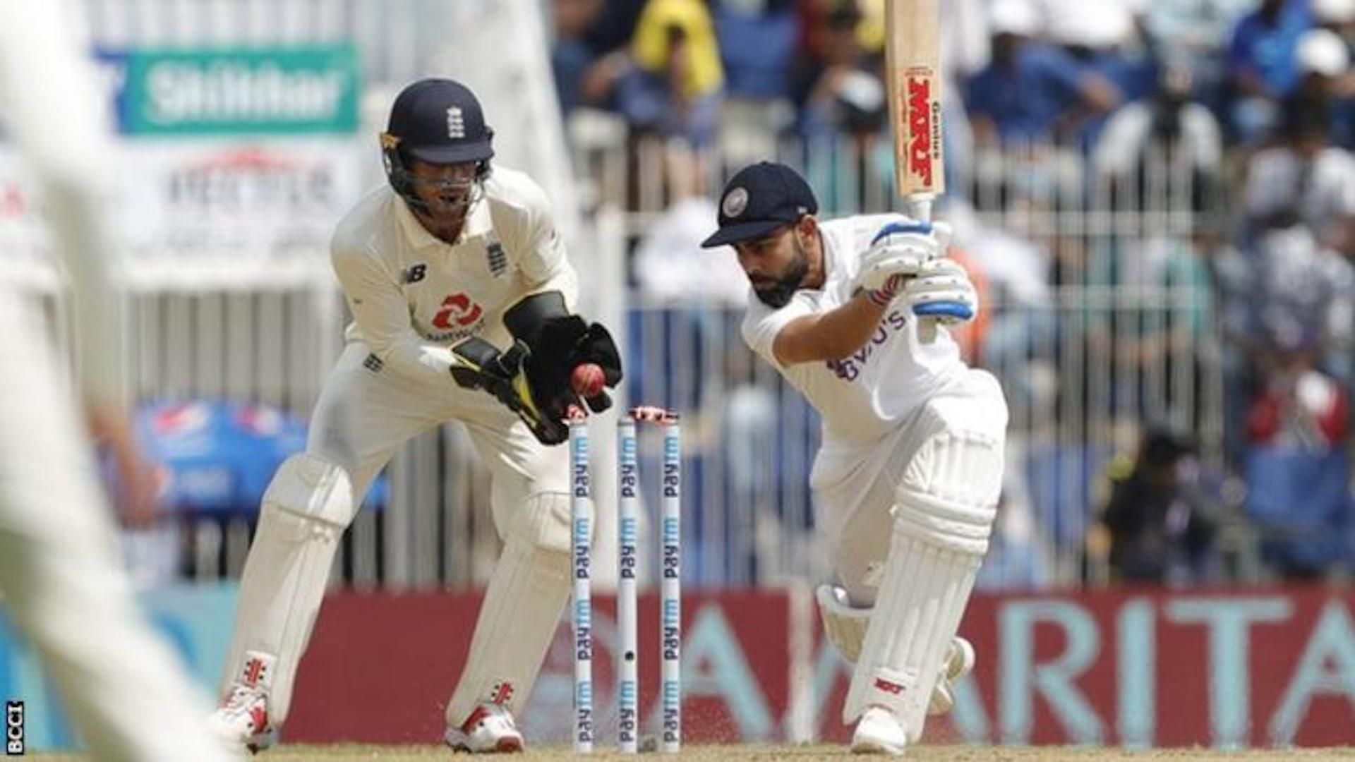 Virat Kohli bowled by Moeen Ali in Chennai in the 2nd Test in 2021. Source: BBC