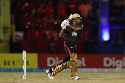 Sunil Narine batting for the Trinbago Knight Riders. (Credits: Getty)